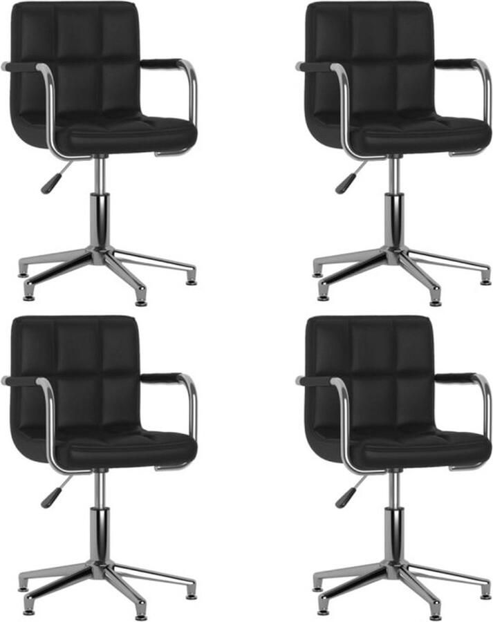 VidaXL Draaibare Eetkamerstoelen Set van 4 Zwart Draaibare Eetkamerstoelen Zwarte Eetkamerstoelen Kunstleder Meubels Salonstoelen Keukentafelstoelen - Foto 2
