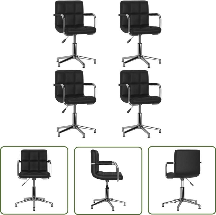 VidaXL Draaibare Eetkamerstoelen Set van 4 Zwart Draaibare Eetkamerstoelen Zwarte Eetkamerstoelen Kunstleder Meubels Salonstoelen Keukentafelstoelen