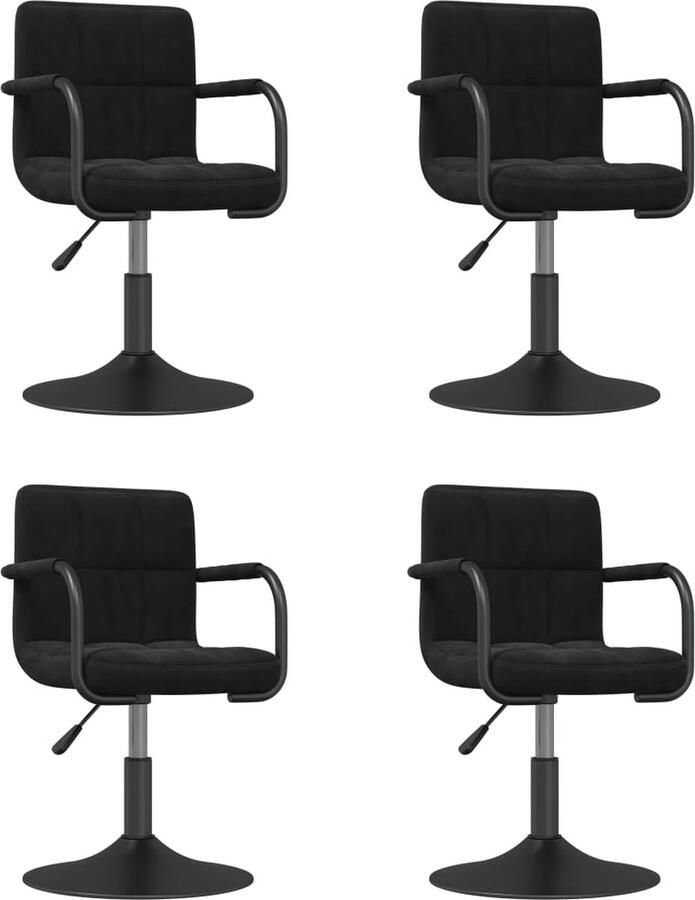 VidaXL Draaibare Eetkamerstoelen Set van 4 Zwart Eetkamerstoelen Draaibare Stoelen Zwarte Stoelen Velvet Stoelen Keukenstoelen