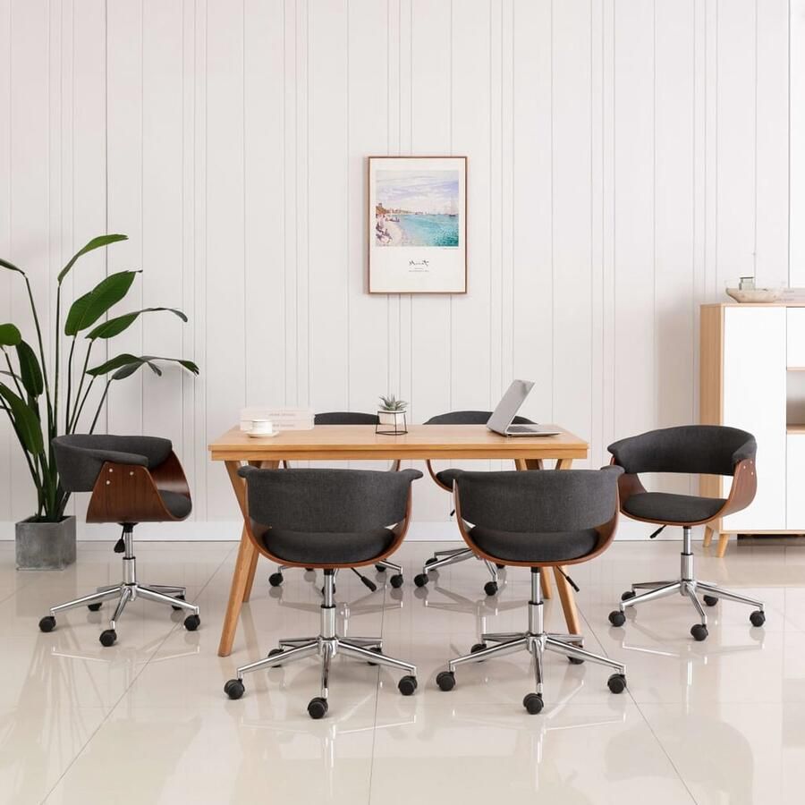 VidaXL Draaibare Eetkamerstoelen Set van 6 Grijs Draaibare Eetkamerstoel Eetkamerstoelen Velours Stoel Grijze Stoel Ergonomische Stoel Moderen Stoel Luxe Stoel - Foto 2