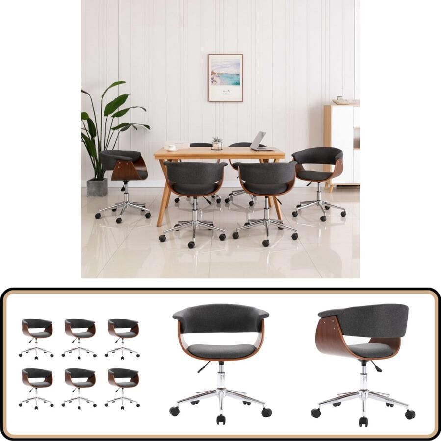 VidaXL Draaibare Eetkamerstoelen Set van 6 Grijs Draaibare Eetkamerstoel Eetkamerstoelen Velours Stoel Grijze Stoel Ergonomische Stoel Moderen Stoel Luxe Stoel