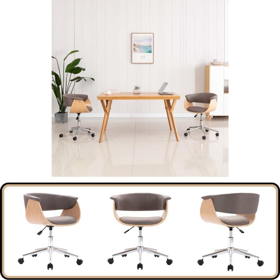 VidaXL Draaibare Kantoorstoel Taupe Design Kantoorstoel Draaibare Stoel Ergonomische Stoel Taupe Fauteuil Home Office Meubilair Computerstoel
