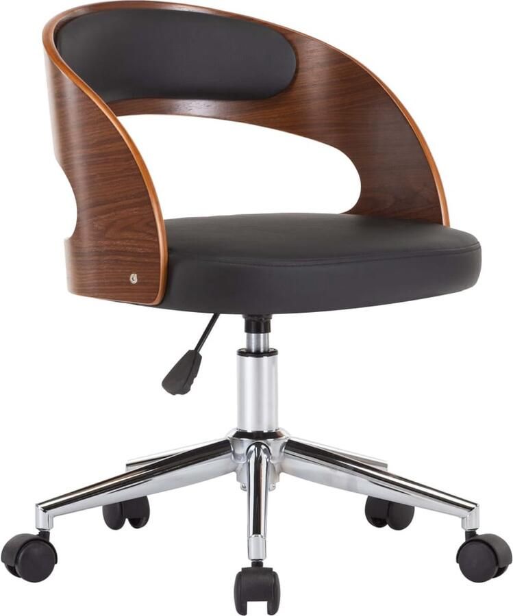 VidaXL Draaibare Kantoorstoel Zwart Kunstleer Kantoorstoel Bureaustoel Ergonomische Stoel Zwarte Stoel Kunstleder Stoel Draaibare Stoel Comfortabele Stoel