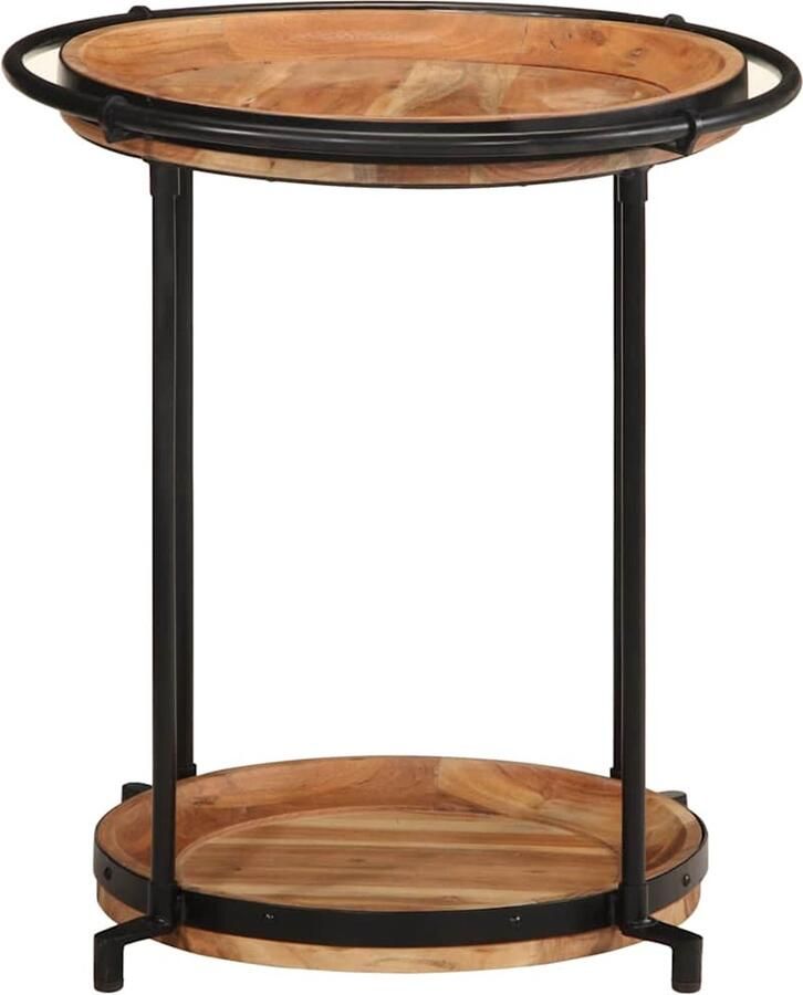 The Living Store Bijzettafel Ø55x60 cm massief acaciahout Bijzettafel Houten Bijzettafel Acacia Tafellaar Industrieel Design Multifunctioneel Meubel
