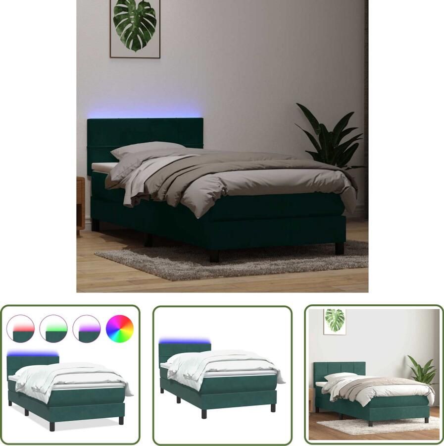 VidaXL Draaibare Sleutel Dynamische Sleutel Boxspring met matras fluweel donkergroen 80x220 cm Gereedschapset Mechanica Draper Tools