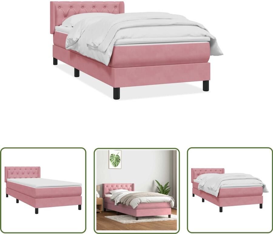 VidaXL Draaibare Sleutel Dynamische Sleutel Boxspring met matras fluweel roze 80x220 cm Gereedschapset Mechanica Draper Tools