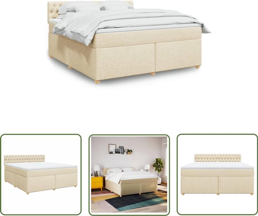 VidaXL Draaibare Sleutel Dynamische Sleutel Boxspring met matras stof crèmekleurig 180x200 cm Gereedschapset Mechanica Draper Tools