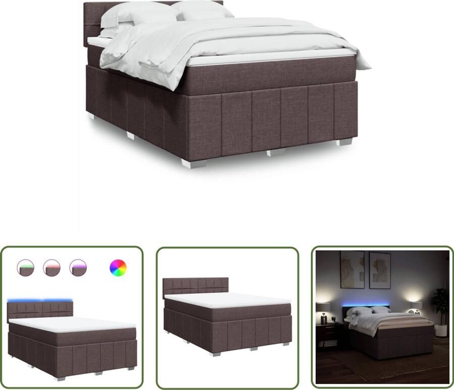 VidaXL Boxspring met matras stof donkerbruin 140x190 cm Dynamische Sleutel Draaibare Sleutel Gereedschapset Mechanica Sleutelsysteem