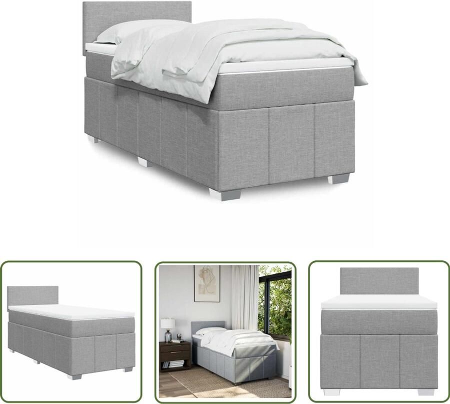 VidaXL Draaibare Sleutel Dynamische Sleutel Boxspring met matras stof lichtgrijs 80x200 cm Gereedschapset Mechanica Draper Tools