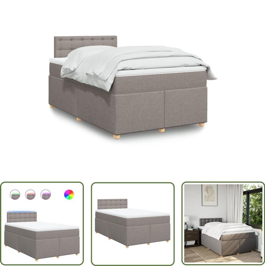 VidaXL Draaibare Sleutel Dynamische Sleutel Boxspring met matras stof taupe 120x200 cm Gereedschapset Mechanica Draper Tools