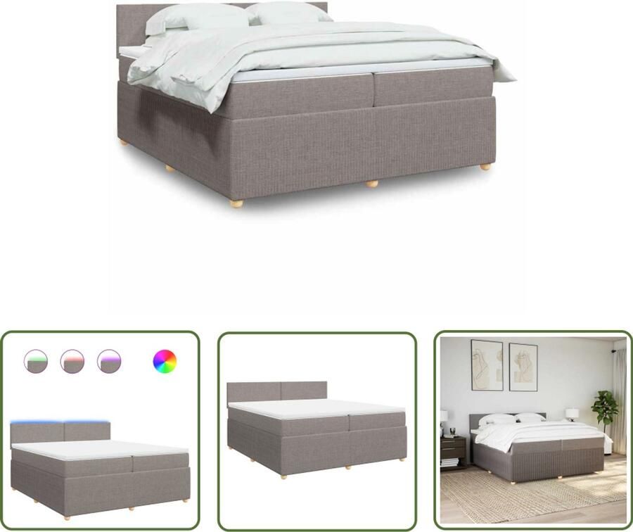 VidaXL Draaibare Sleutel Dynamische Sleutel Boxspring met matras stof taupe 200x200 cm Gereedschapset Mechanica Handgereedschap