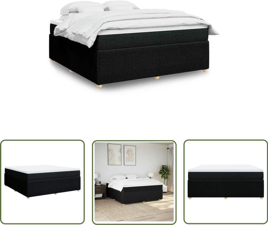 VidaXL Draaibare Sleutel Dynamische Sleutel Boxspring met matras stof zwart 180x200 cm Gereedschap Mechanica Sleutelset Torque Wrench