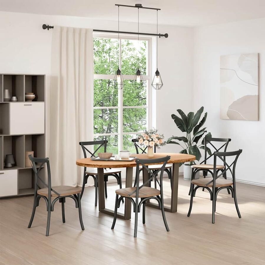 The Living Store Eettafel 180x90x74 cm ovaal massief eikenhout lichtbruin Eetkamertafel Eikenhouten Tafel Ronde Tafel Ovale Tafel Salontafel