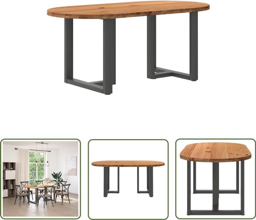 The Living Store Eettafel 180x90x74 cm ovaal massief eikenhout lichtbruin Eetkamertafel Eikenhouten Tafel Ronde Tafel Salontafel Grote Tafel