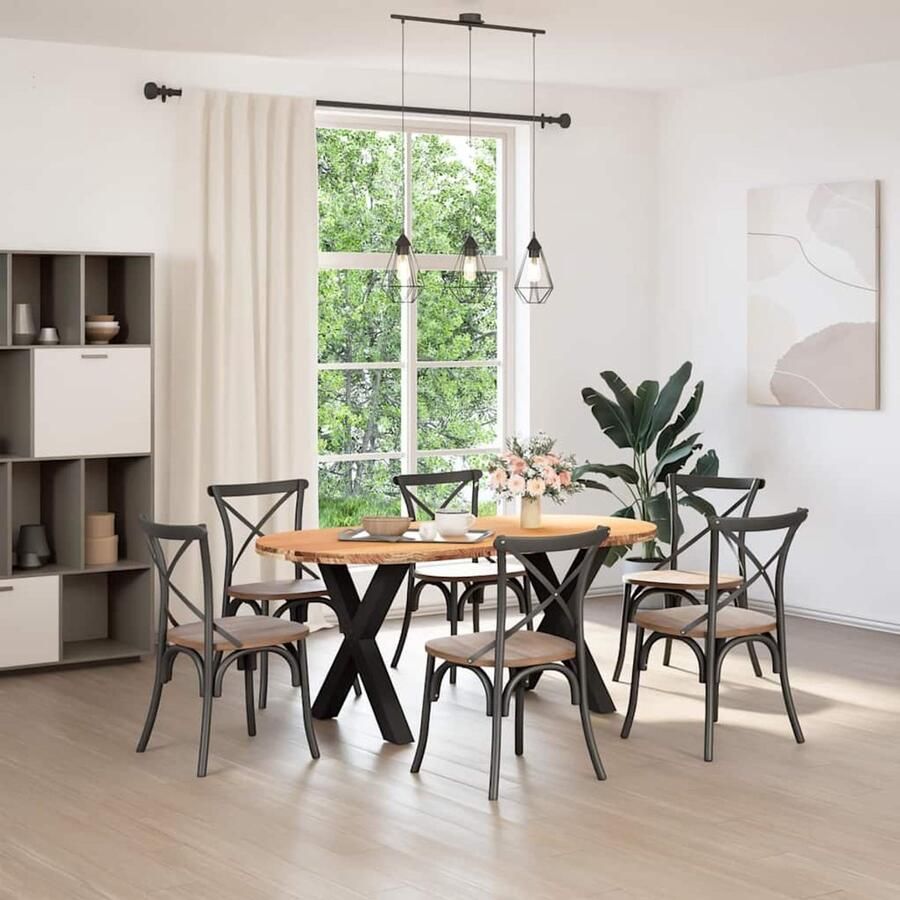 The Living Store Eettafel 180x90x74 cm ovaal massief eikenhout lichtbruin Eetkamertafel Eikenhouten Tafel Ronde Tafel Salontafel Grote Tafel - Foto 2