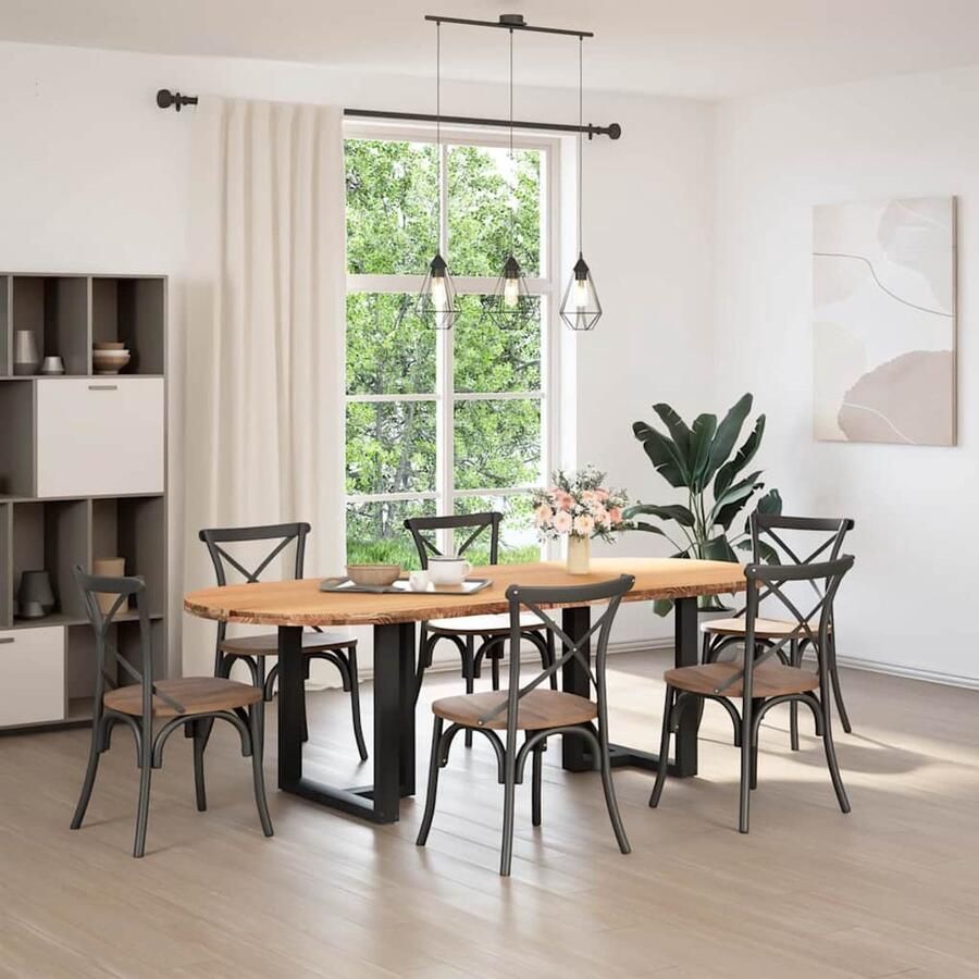 VidaXL Eettafel Eettafels Eetkamertafel Keukentafel Eettafel 240x100x74 cm ovaal massief eikenhout lichtbruin