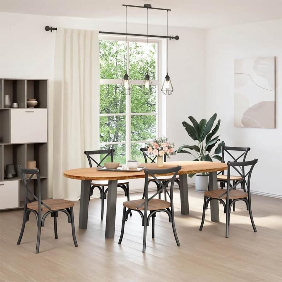 The Living Store Eettafel 240x100x74 cm ovaal massief eikenhout lichtbruin Eetkamertafel Eikenhouten Tafel Ovale Tafel Salontafel Massief Eikenhout