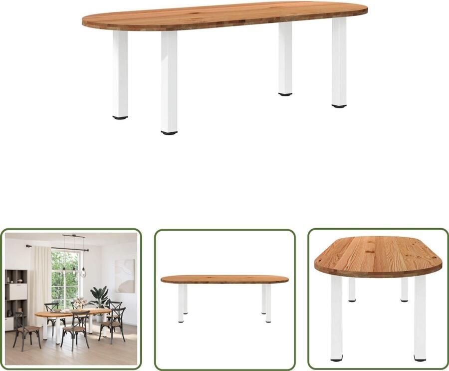 VidaXL Draaibare Sleutel Dynamische Sleutel Eettafel 240x100x74 cm ovaal massief eikenhout lichtbruin Gereedschapset Mechanica Tools Draper Tools