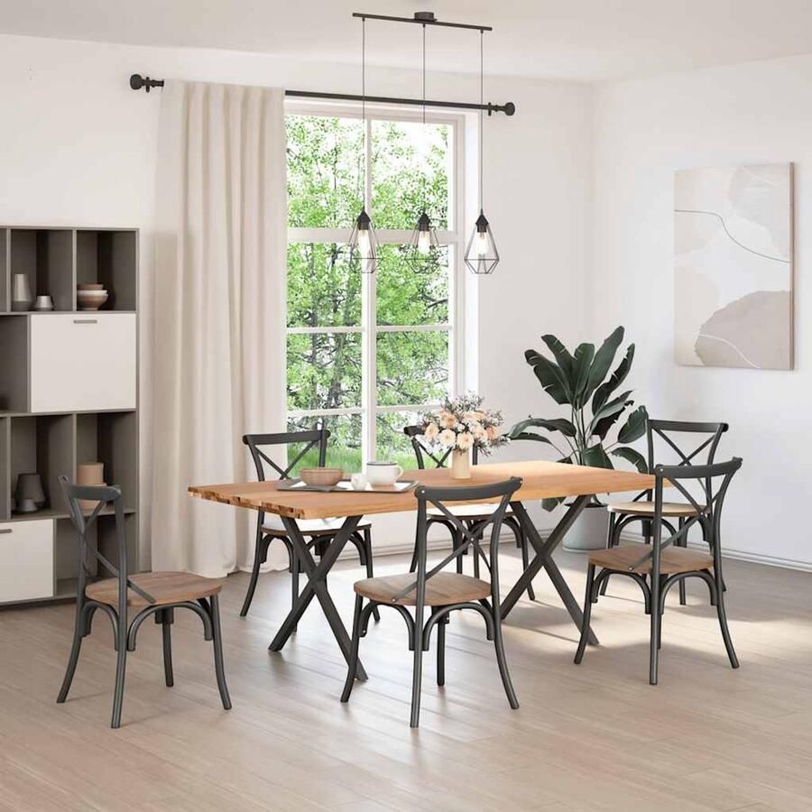 The Living Store Eettafel met natuurlijke rand massief eikenhout rechthoekig Eetkamertafel Houten Tafel Oak Wood Tafel Salontafel Grote Eetkamertafel