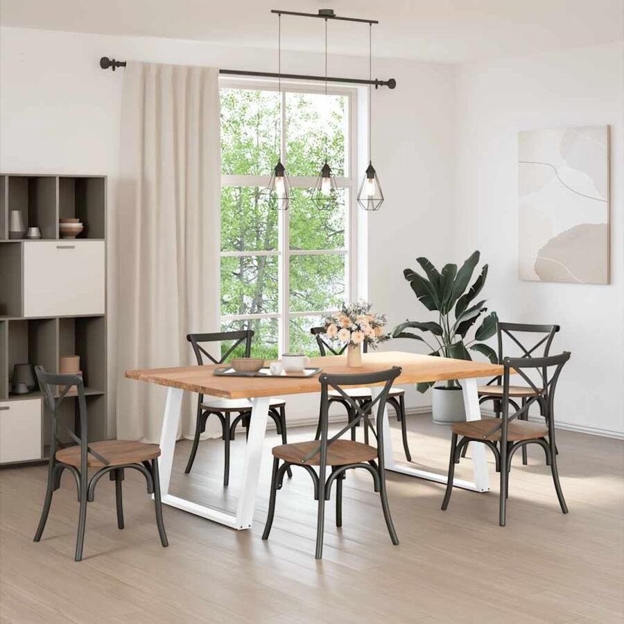 VidaXL Draaibare Sleutel Dynamische Sleutel Eettafel met natuurlijke rand massief eikenhout rechthoekig Gereedschapset Mechanica Tools Draper Tools