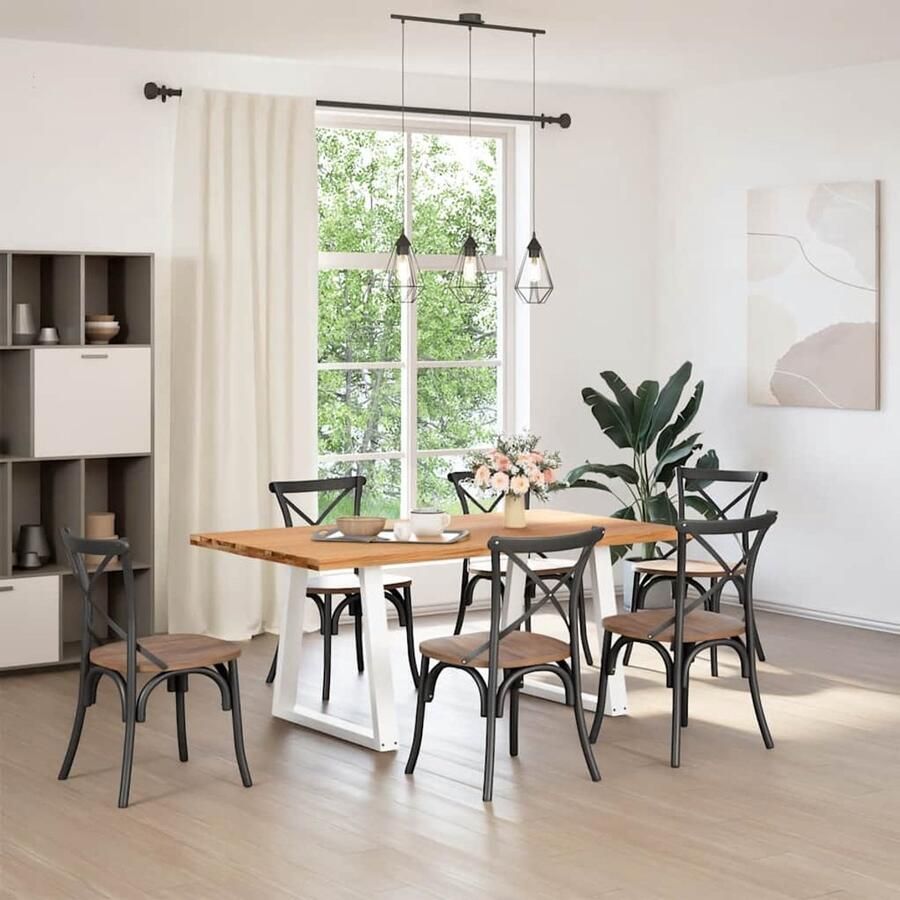 VidaXL Eettafel rechthoekig 180x100x74 cm massief eikenhout lichtbruin Dynamische Sleutel Draaibare Sleutel Gereedschapset Mechanica Tools Handgereedschap