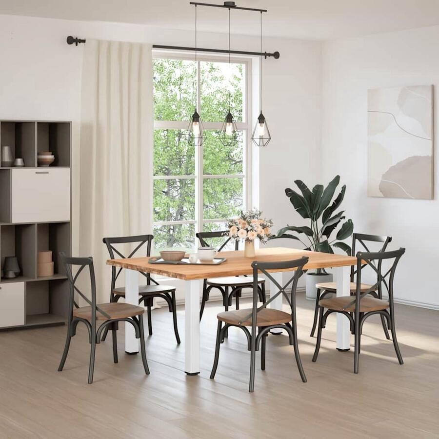 VidaXL Draaibare Sleutel Dynamische Sleutel Eettafel rechthoekig 180x120x74 cm massief eikenhout lichtbruin Gereedschapset Draper Tools Torque Wrench