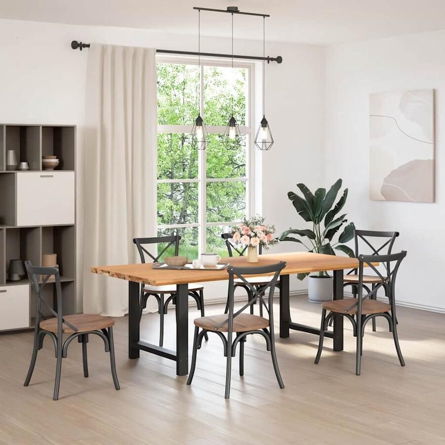 VidaXL Draaibare Sleutel Dynamische Sleutel Eettafel rechthoekig 220x100x74 cm massief eikenhout lichtbruin Gereedschapset Mechanica Draper Tools