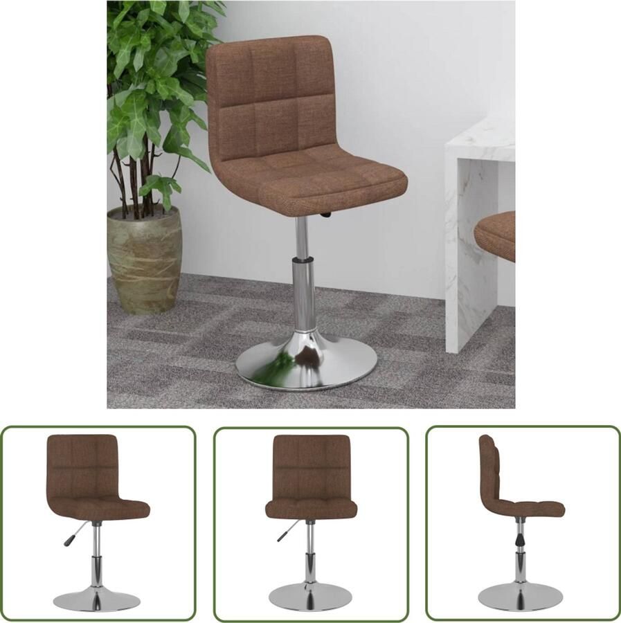 The Living Store Barkruk draaibaar stof bruin Barstoel Draaibare Stoel Barkruk Bruine Stoel Designstoelen