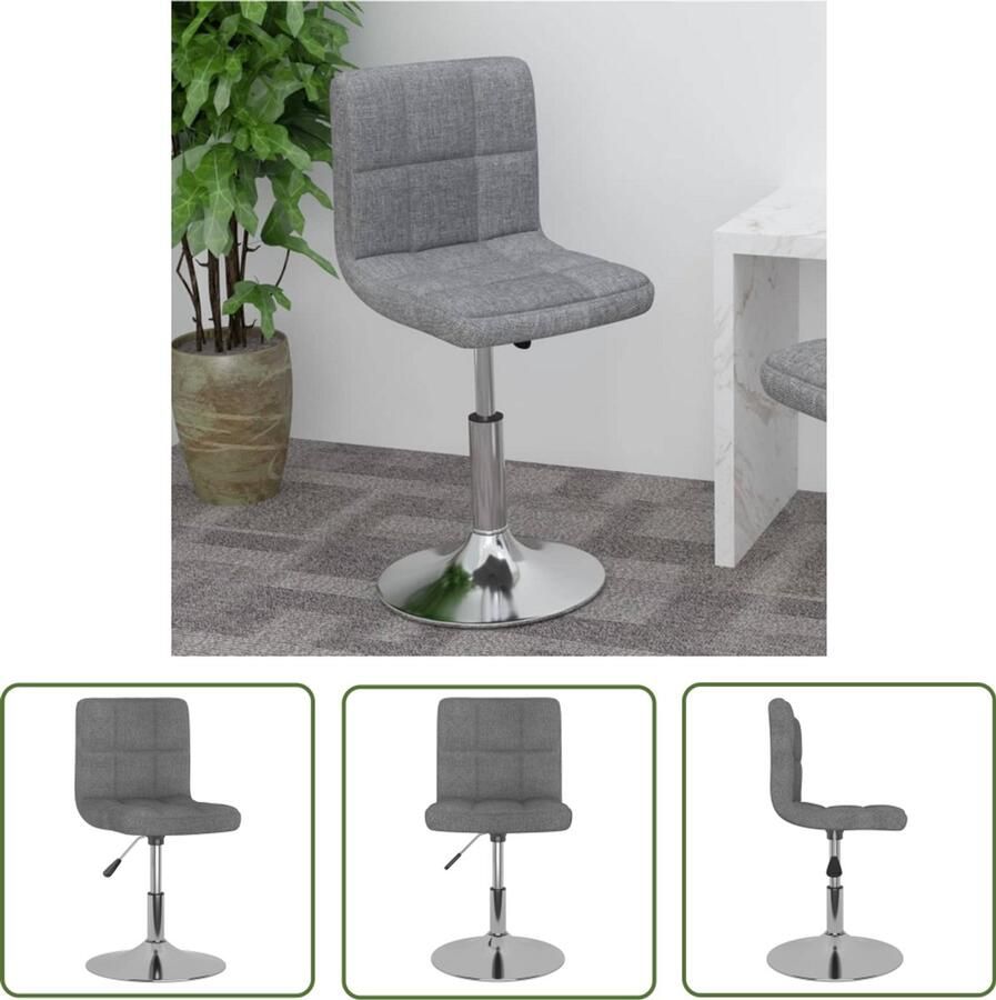 The Living Store Barkruk draaibaar stof lichtgrijs Barstoel Draaibare Stoel Barkruk Licht Grijze Stoel Lounge Stoel