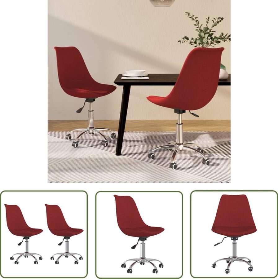 The Living Store Eetkamerstoelen Wijnrood 48x58x(81-93)cm Draaibaar Verstelbaar Eetkamerstoelen Draaibare Stoel Stof Stoel Zachte Stoel Moderne Stoel - Foto 2