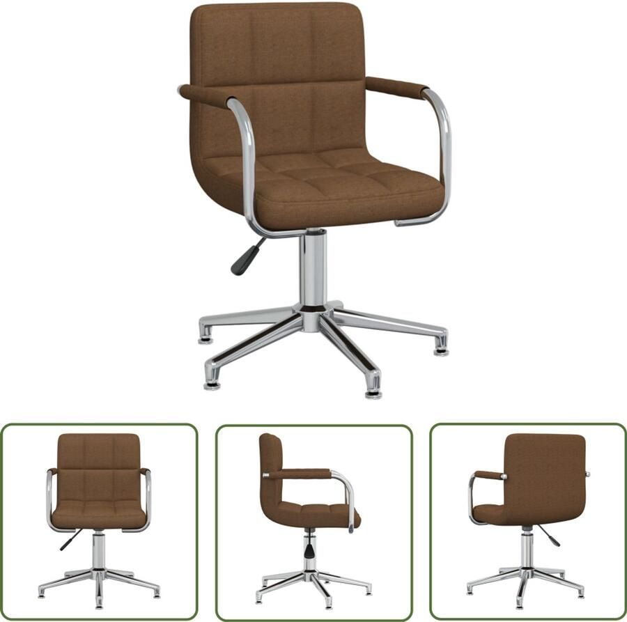 The Living Store Eetkamerstoel draaibaar stof bruin Eettafelstoel Draaibare Stoel Design Stoel Eetkamerstoel Bruin Comfortabele Stoel