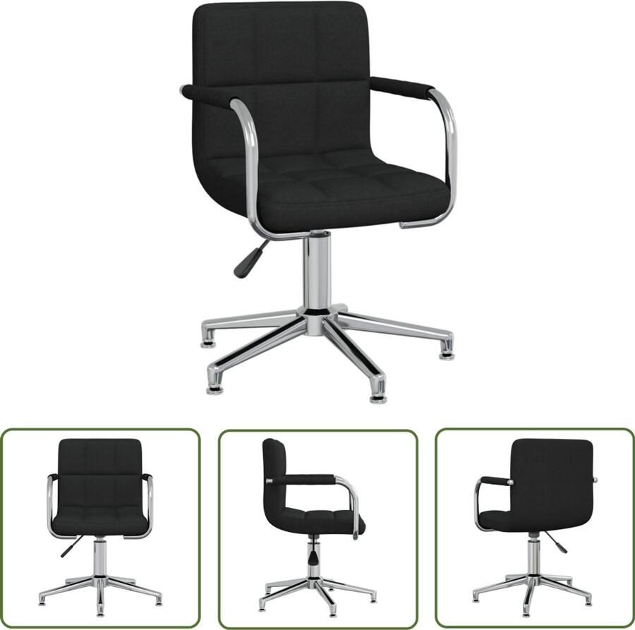 The Living Store Eetkamerstoel draaibaar stof zwart Eettafelstoel Draaibare Stoel Eetkamerstoel Zwarte Stoel Modern Meubilair