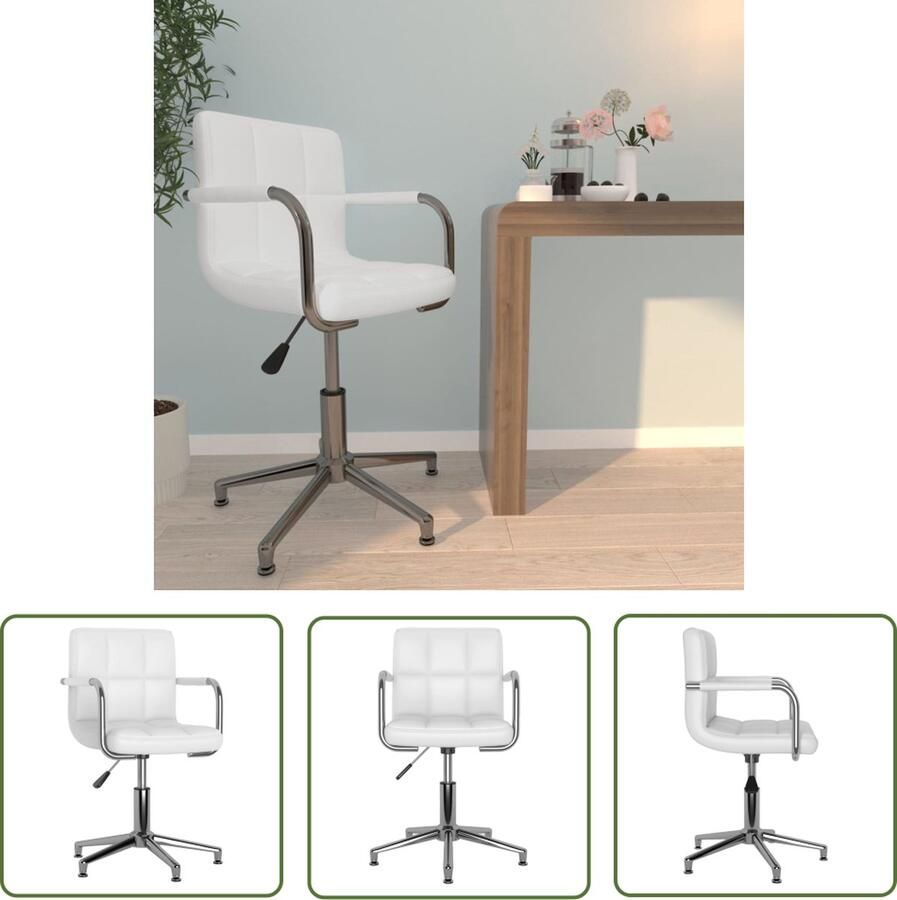 VidaXL Kantoorstoel draaibaar kunstleer wit Kantoorstoel Draaibare Stoel Witte Stoel Ergonomische Stoel Kunstleder Stoel - Foto 2