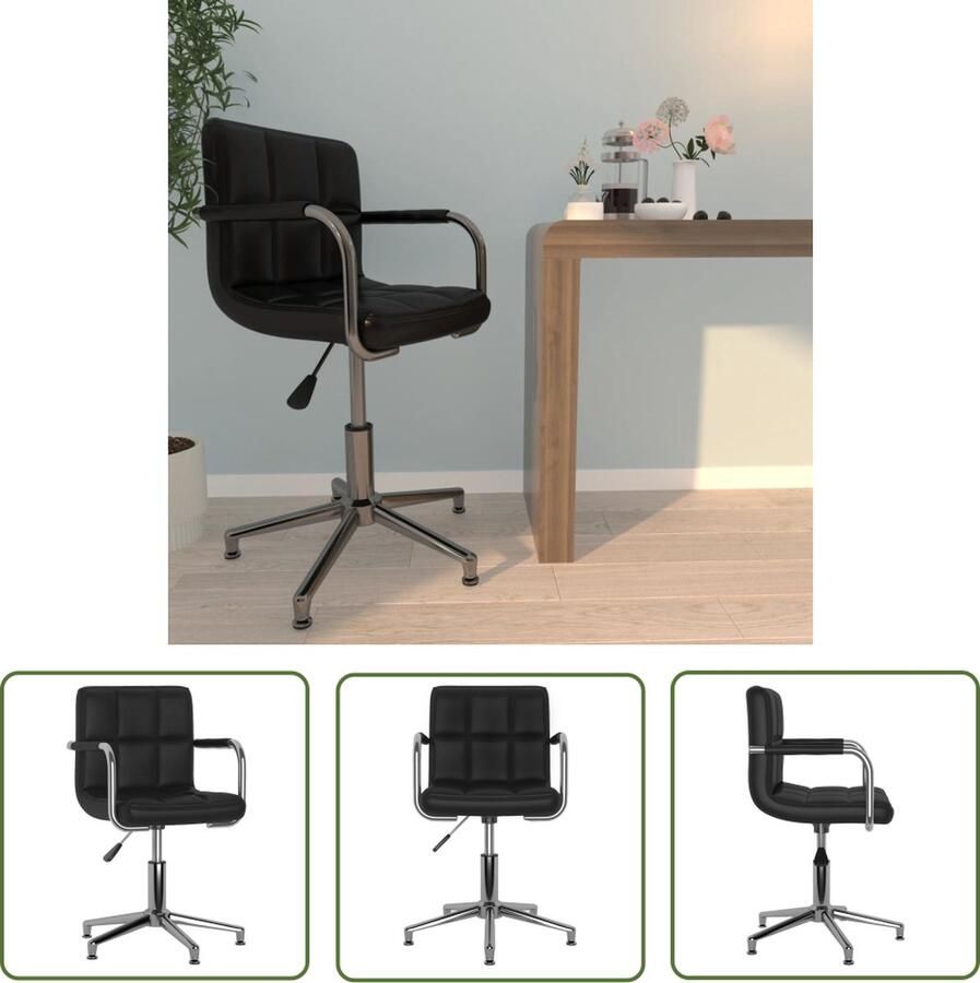 VidaXL Kantoorstoel draaibaar kunstleer zwart Kantoorstoel Draaibare Stoel Bureaustool Ergonomische Stoel Zwarte Stoel - Foto 2