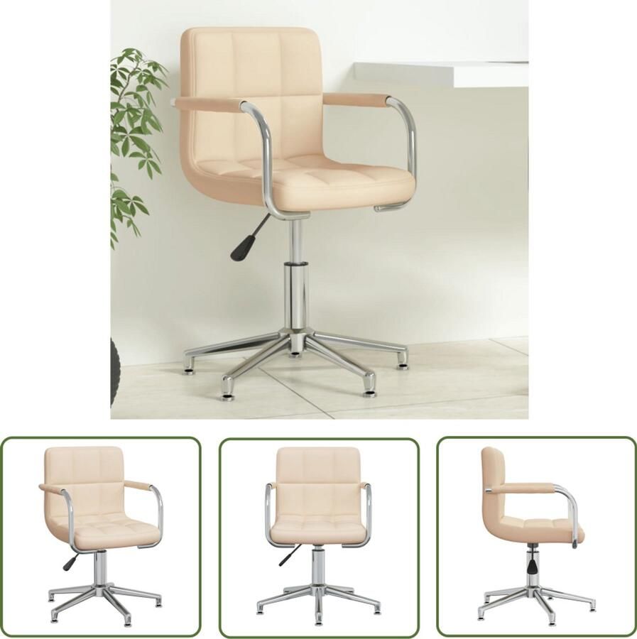 The Living Store Kantoorstoel draaibaar stof crèmekleurig Kantoorstoel Draaibare Stoel Bureaustoel Ergonomische Stoel Creme Kleur