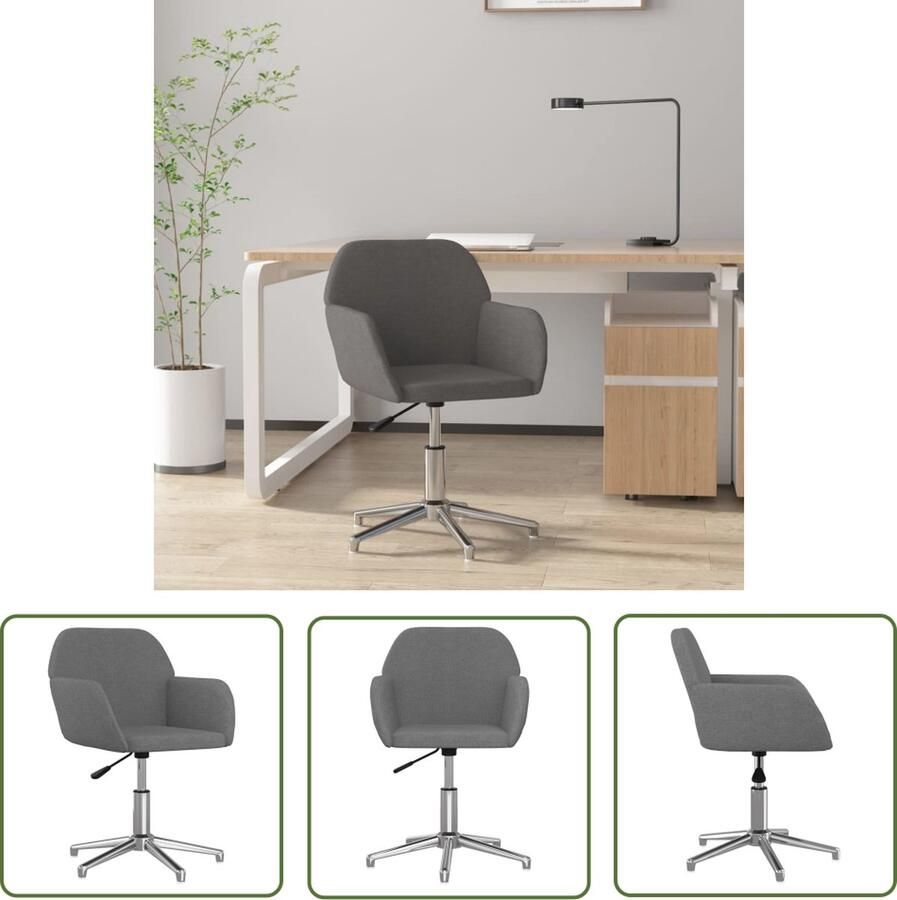 The Living Store Kantoorstoel draaibaar stof lichtgrijs Kantoorstoel Draaibare Stoel Bureaustoel Ergonomische Stoel Lichtgrijs