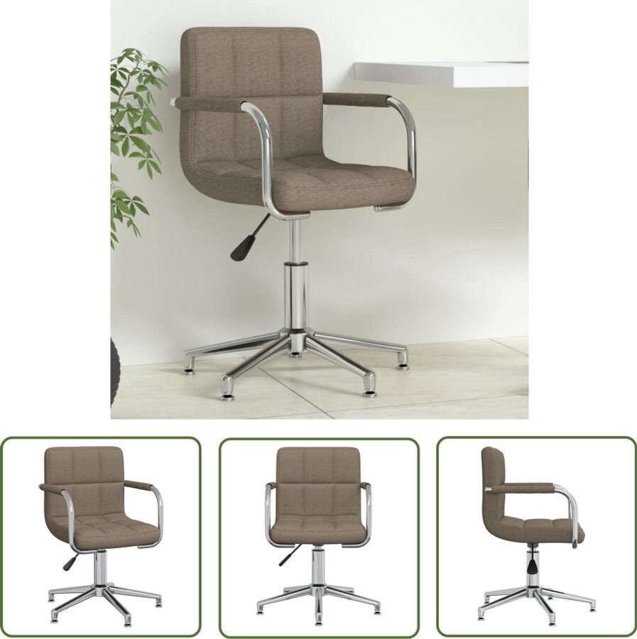 VidaXL Draaibare Stoel Kantoorstoel draaibaar stof taupe Ergonomische Stoel Bureaustoel Taupe