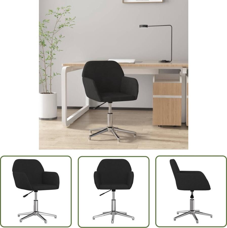 The Living Store Kantoorstoel draaibaar stof zwart Kantoorstoel Draaibare Stoel Zwarte Stoel Ergonomische Stoel Comfortabele Stoel