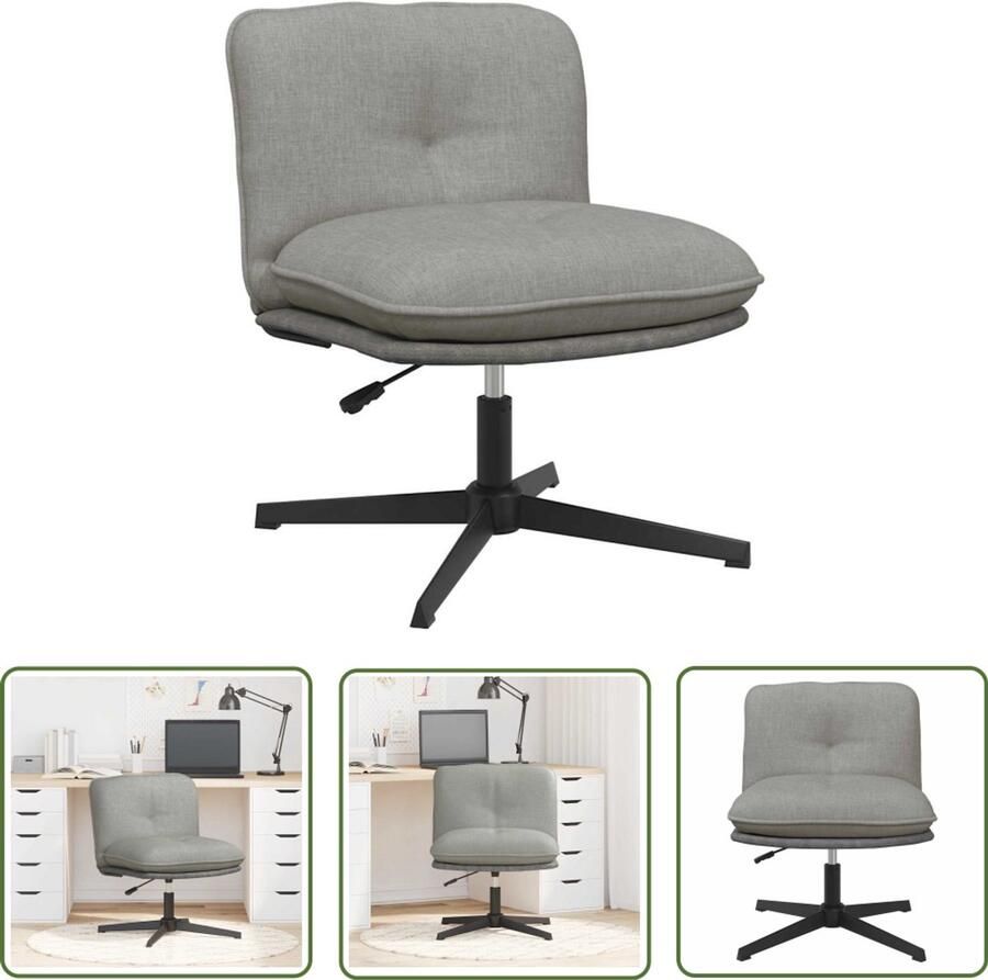 The Living Store Kantoorstoel draaibaar stof lichtgrijs Kantorstoel Draaibare Stoel Ergonomische Stoel Comfortabele Stoel Lichtgrijze Stoel
