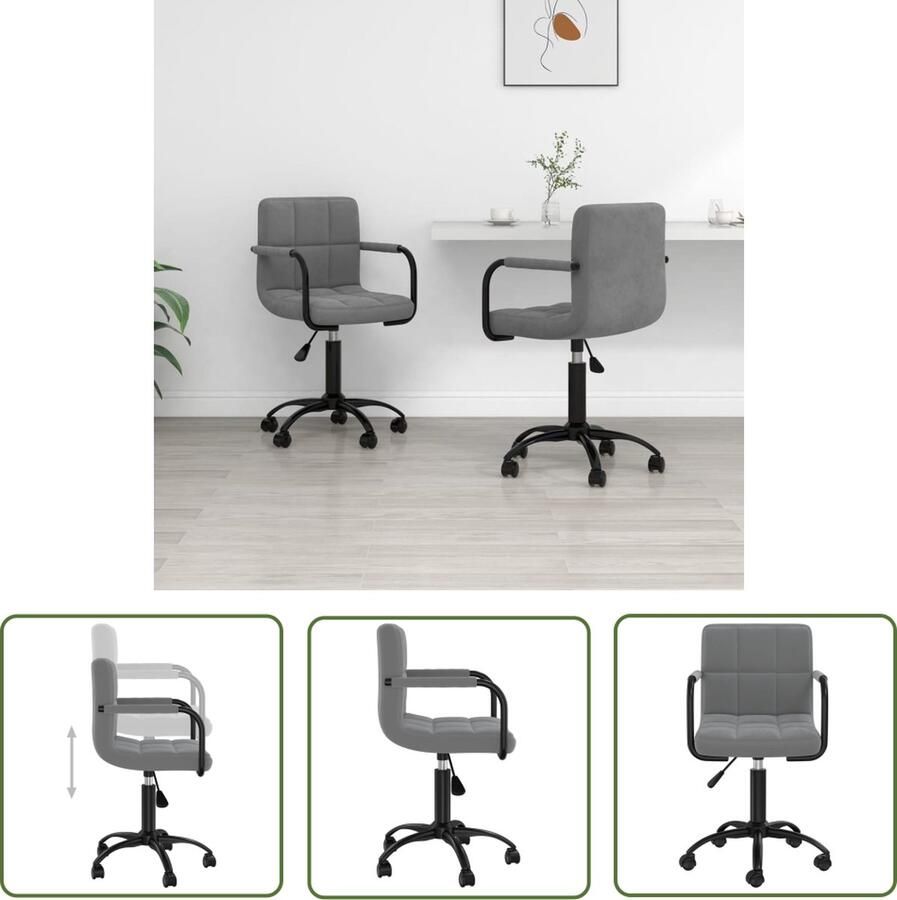 The Living Store Draaibare Eetstoelen Donkergrijs Gepoedercoat Staal Fluwelen Bekleding 40 x 47 cm Set van 2 Eetkamerstoelen Draaibare Stoelen Fluweel Stoelen Donkere Grijze Stoelen Moderne Stoelen - Foto 2
