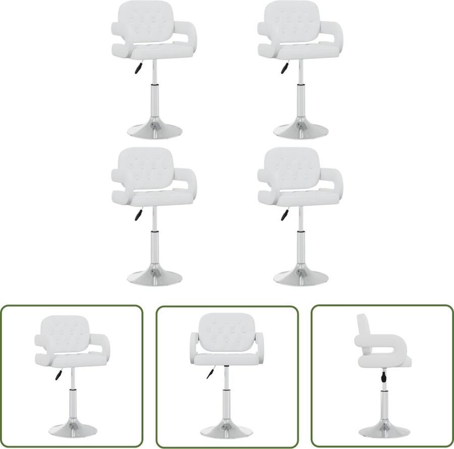 The Living Store Eetkamerstoelenset Draaibaar Kunstleer Wit 58x50 cm Set van 4 Eetkamerstoelen Draaibare Stoelen Kunstleder Meubels Witte Stoelen Eetkamersets - Foto 2