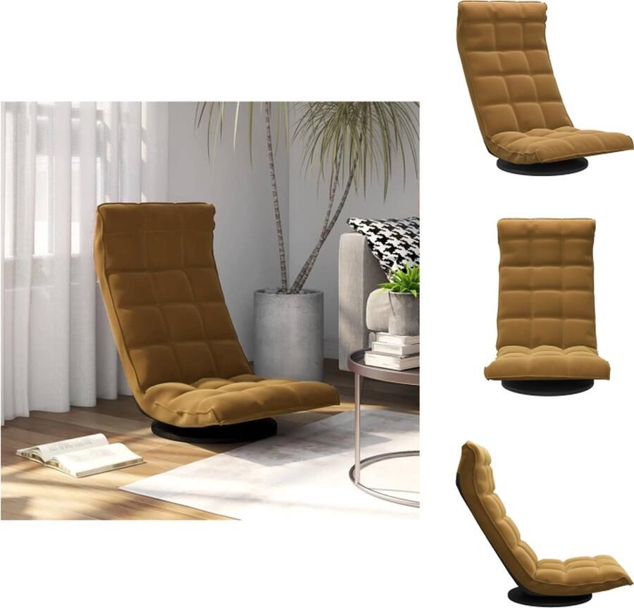 VidaXL Draaibare Vloerstoel Bruin fluweel Verstelbaar Opvouwbaar 90 x 54 x 80 cm Chaise longue