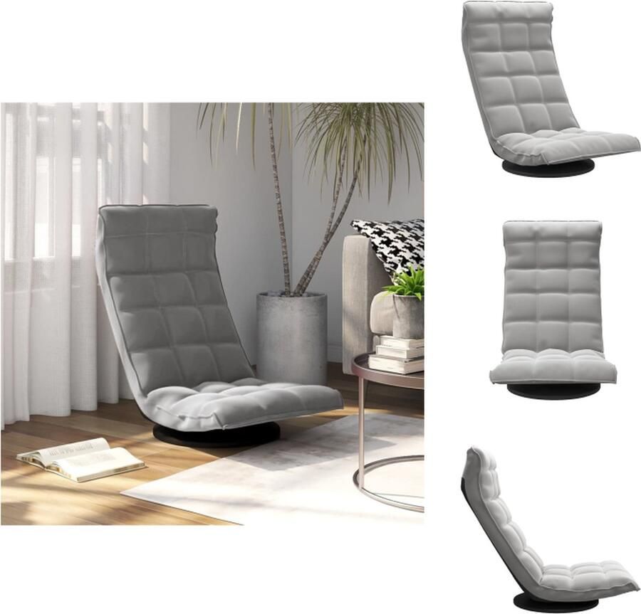 VidaXL Draaibare Vloerstoel Lichtgrijs Fluweel 90x54x80cm Inklapbaar Chaise longue