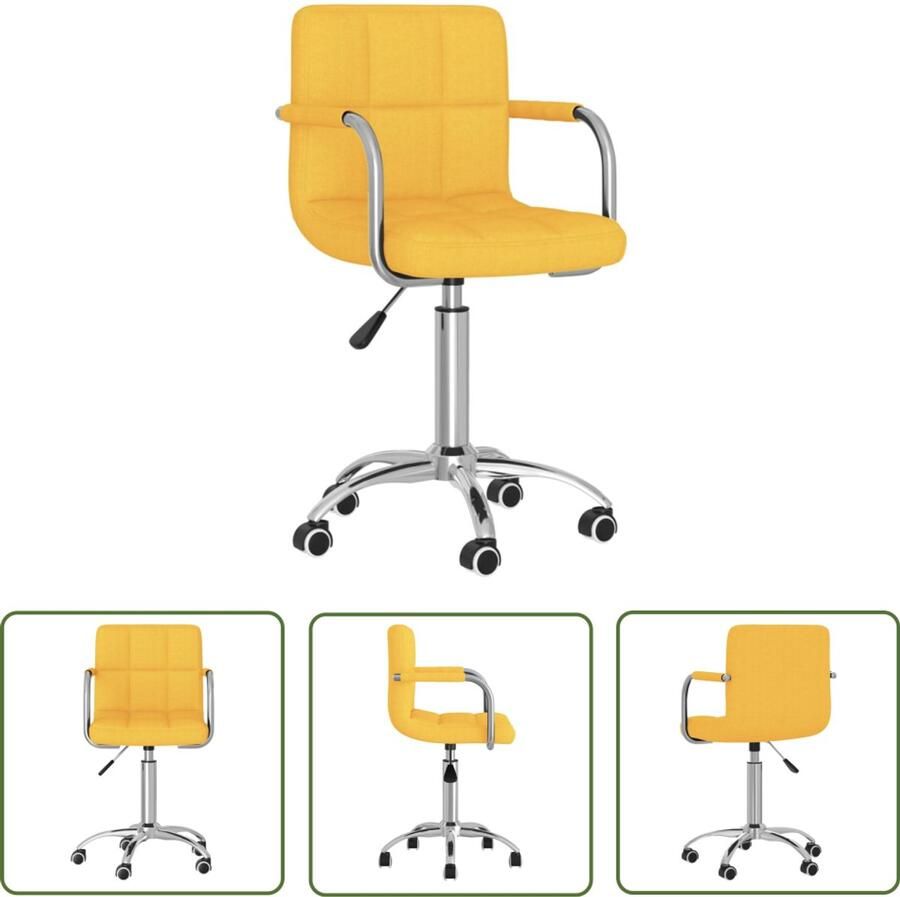 The Living Store Eetkamerstoel draaibaar stof mosterdgeel Eettafelstoel Draaiend Stoel Eetkamerstoel Mosterdgeel Stoel Velours Stoel