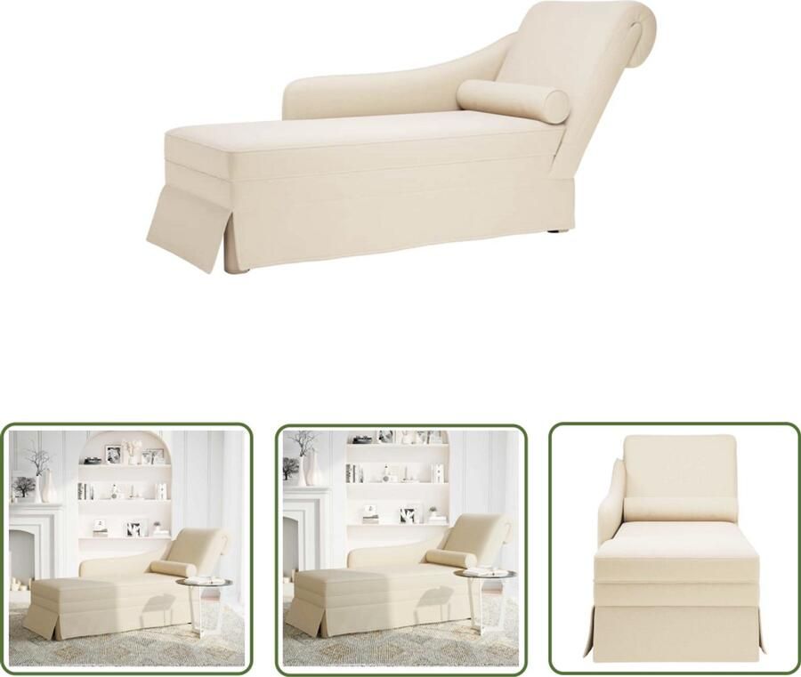 The Living Store Chaise longue met bolster en rechterarmleuning linnen Dynamische Sleutel Draaihoek Sleutel Gereedschapset Mechanica Handgereedschap