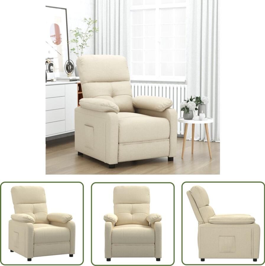 VidaXL Fauteuil verstelbaar stof crèmekleurig Dynamische Sleutel Draaihoek Sleutel Gereedschapset Mechanica Tools Torque Wrench