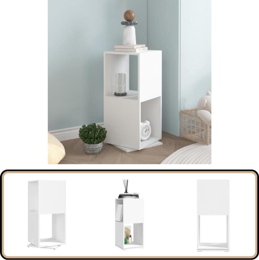 The Living Store Draaibare Kast Staande Kast Hoogwaardig Spaanplaat 34.5 x 34.5 x 75.5 cm Wit Draaikast Draaideurkast Opslagkast Kast Meubilair - Foto 2