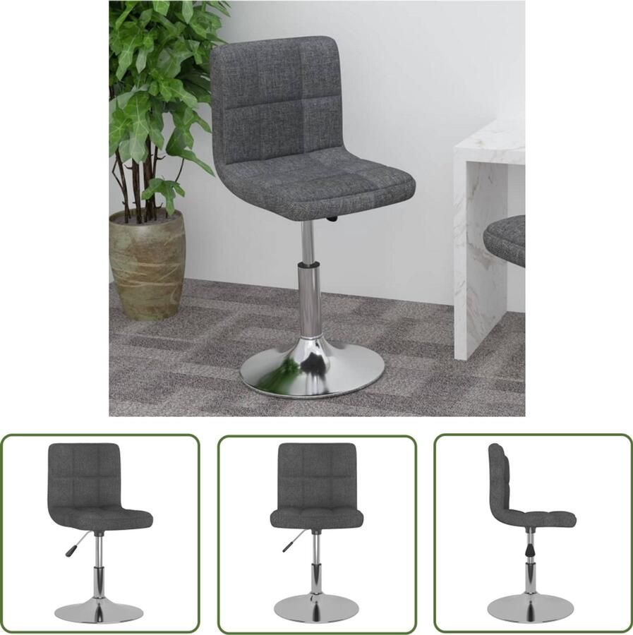 The Living Store Barkruk draaibaar stof donkergrijs Barstoel Draaistoel Stoel Grijs Donker Grijze Stoel Ergonomische Stoel