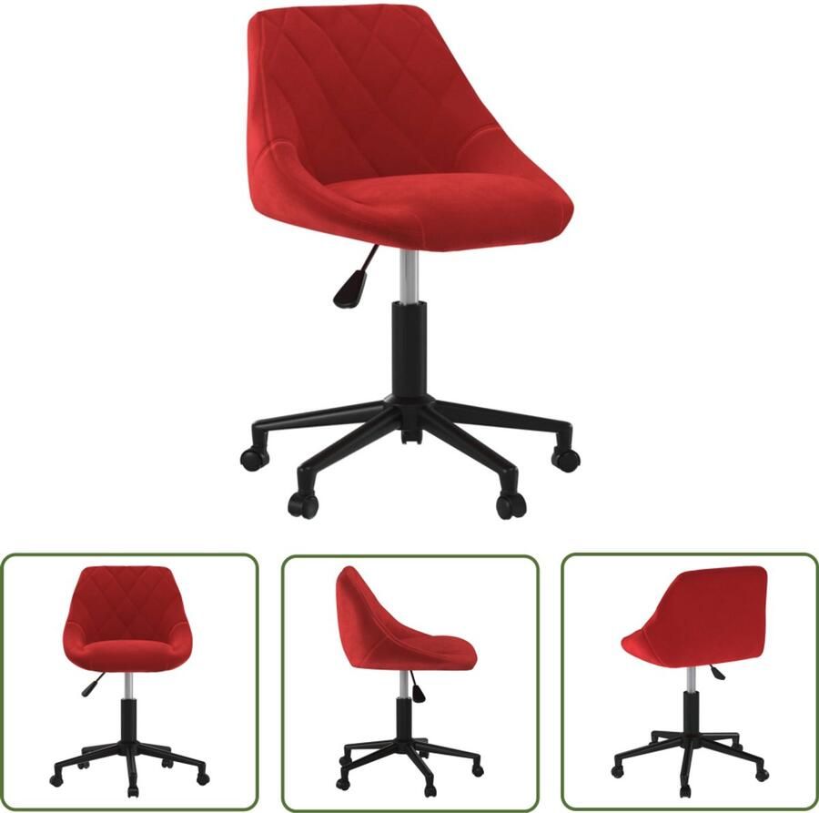 The Living Store Eetkamerstoel draaibaar fluweel wijnrood Eetkamerstoel Draaistool Fluweel Stoel Rode Stoel Gastentoels