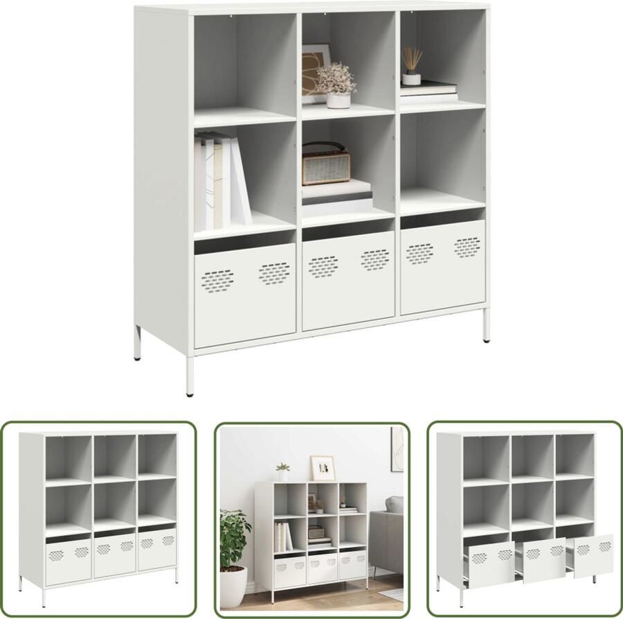 The Living Store Hoge kast 101 5x39x103 5 cm staal wit Hoge Kast Metaalkast Witte Kast Opslagoplossing Boekenkast